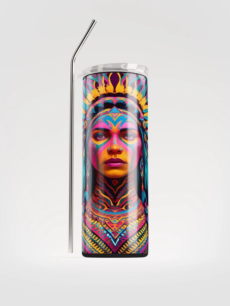 Vibrant Warrior Spirit, Yellow, Red, Blue, Pink Stainless Steel Tumbler product image (4)