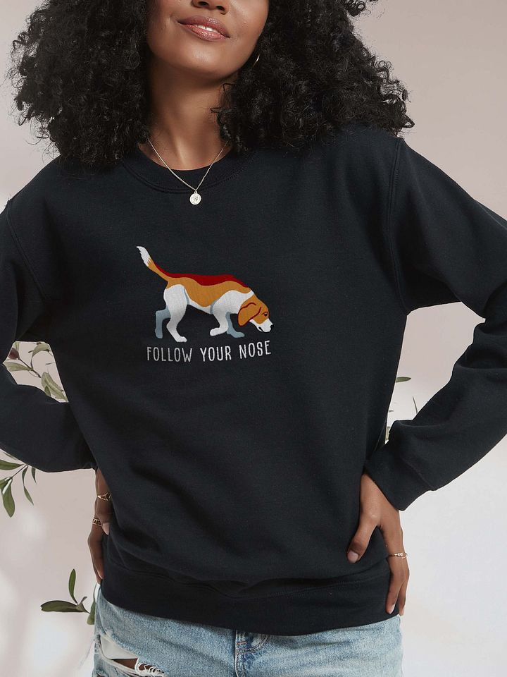 Follow Your Nose Sweatshirt (Embroidered) of a Beagle(Brown & White) product image (2)