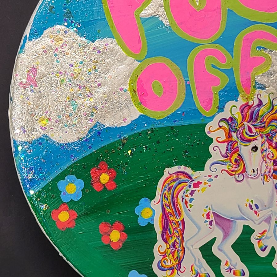 FUCK OFF! painting on upcycled candle cap product image (5)