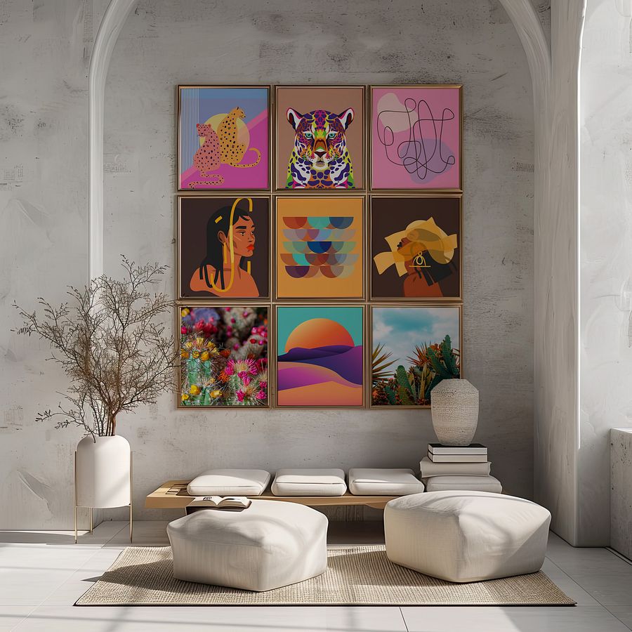 Eclectic Cactus Gallery Wall Set of 9 DIGITAL Prints product image (1)