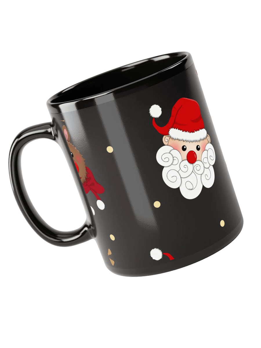 Festive Santa & Reindeer Black Glossy Mug product image (5)