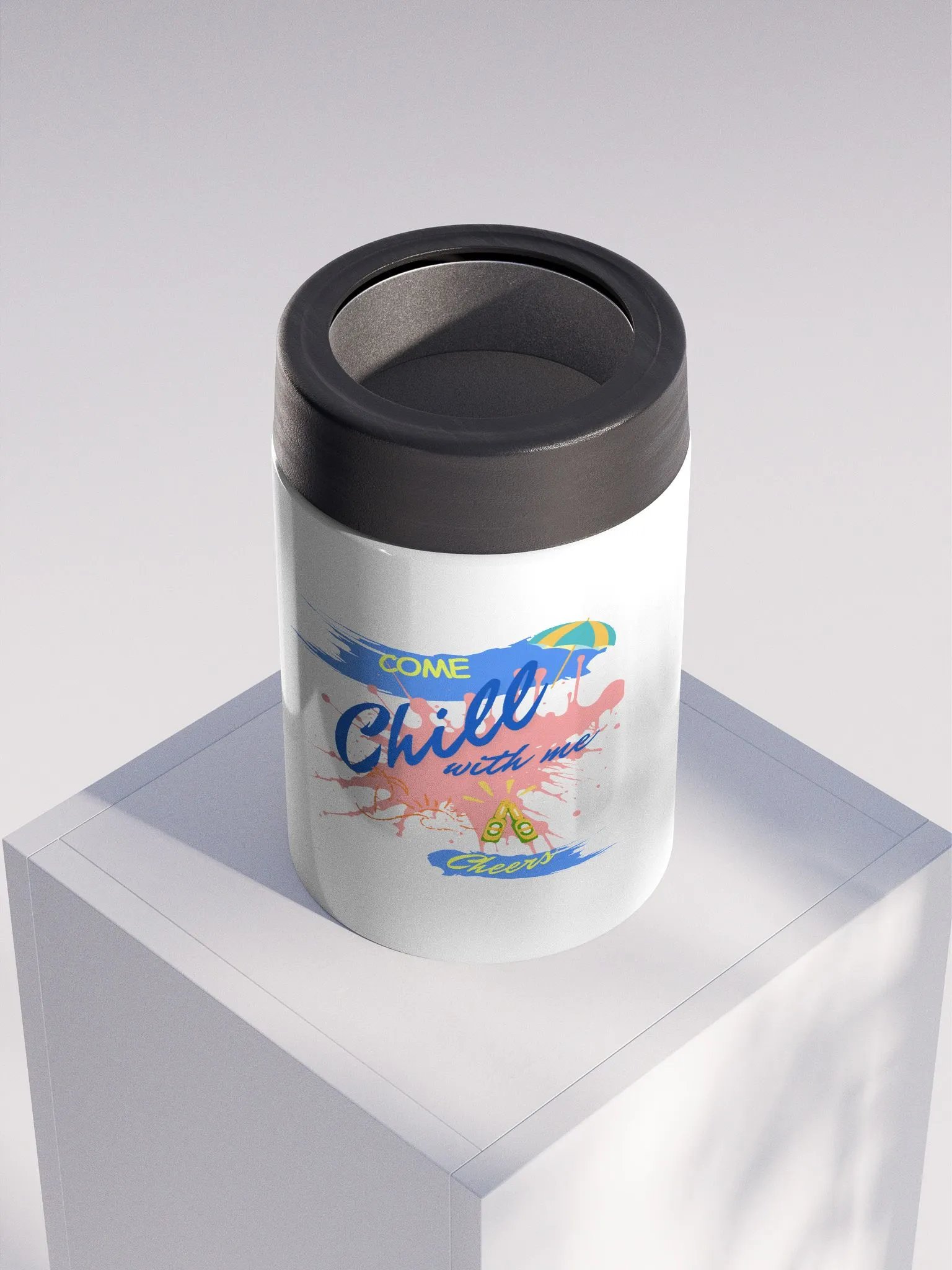 Stainless steel Koozie for your summer parties.   ‘Come chill with me’ design. product image (4)