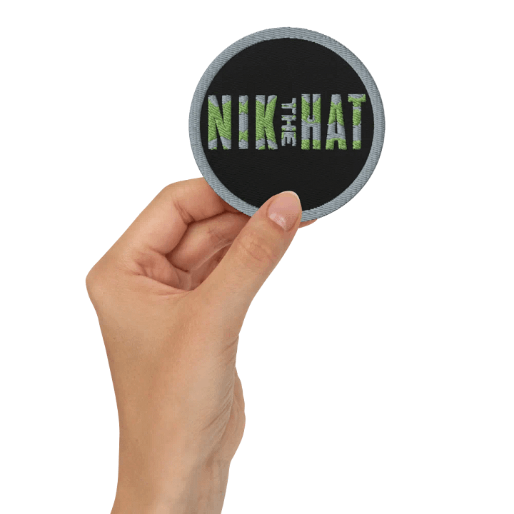 Nik the Hat | Green or White Circular Embroidered Patch product image (2)