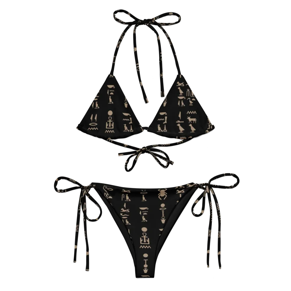 Isis Black Hieroglyphs String Bikini product image (6)