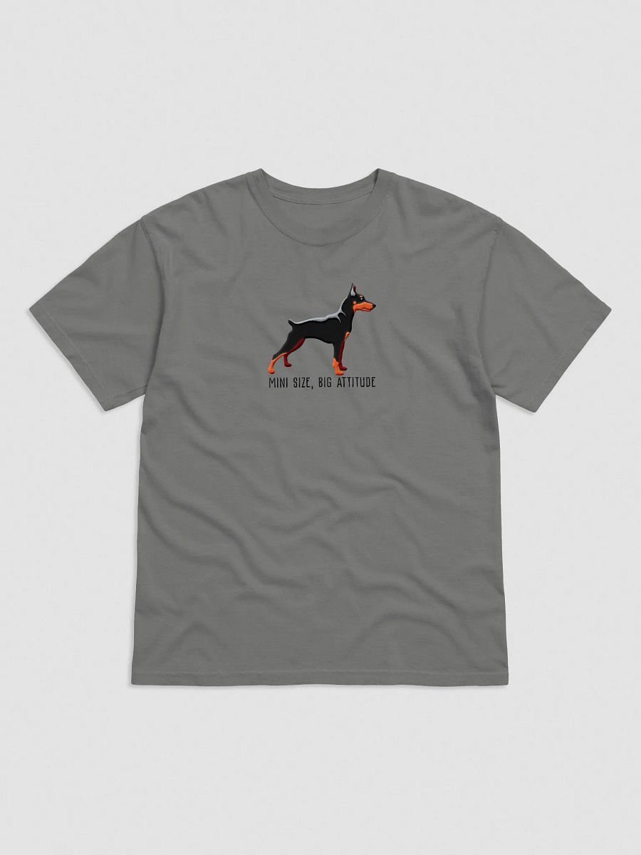 Mini Size, Big Attitude T-Shirt(Embroidered) of a Mini Pinscher(Black & Tan) product image (3)