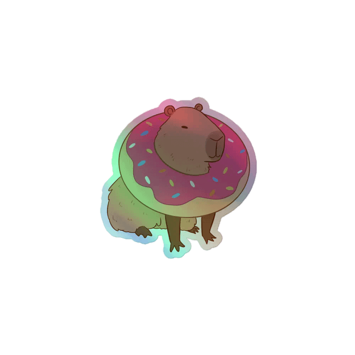 Capybara and Donut Holographic Sticker product image (2)