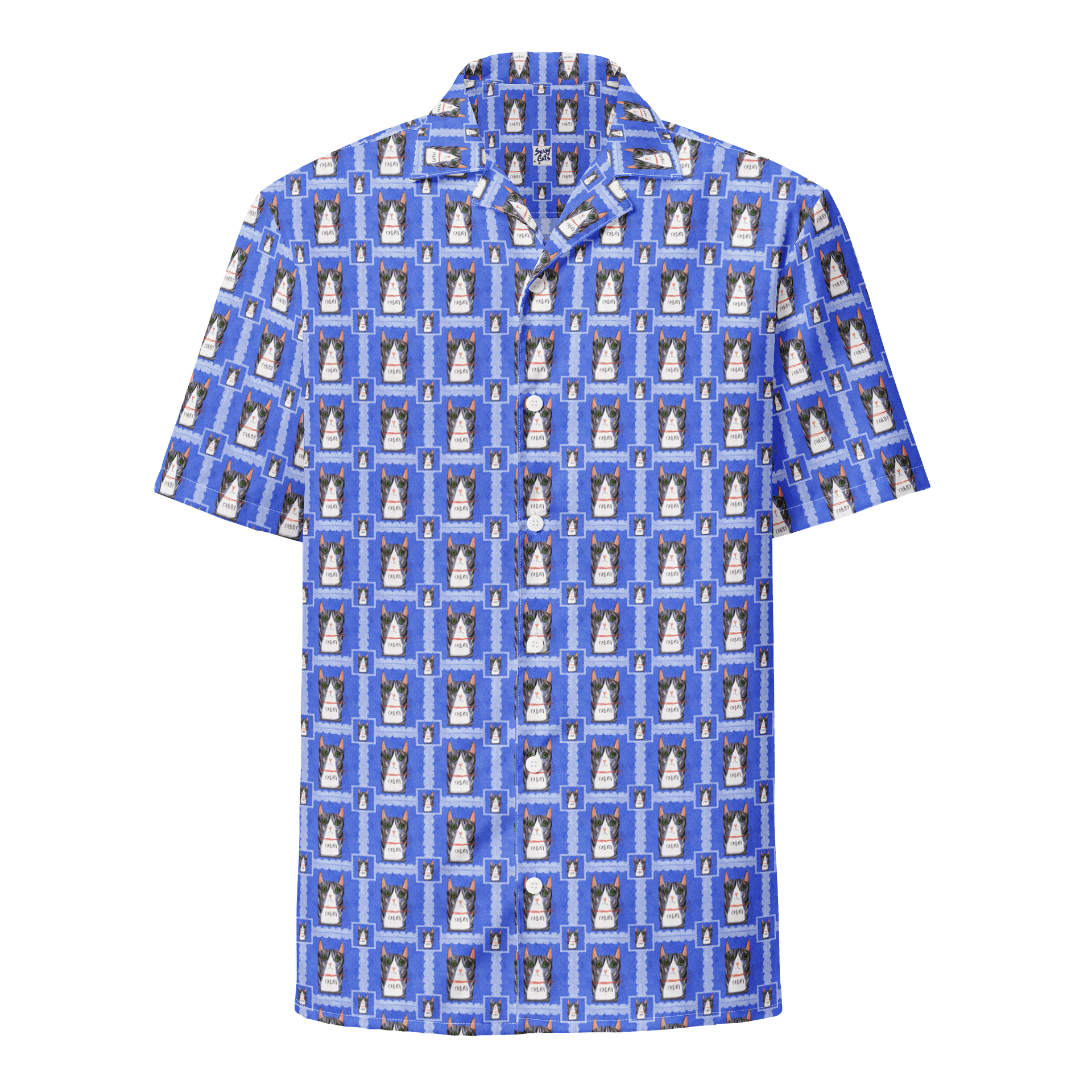 Tabby Cat Hawaiian Shirt - Blue product image (1)