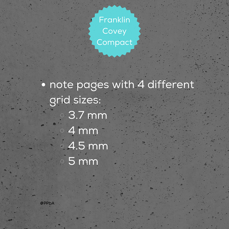 grid note pages - Franklin Covey Compact - various grid sizes - 3.7/4/4.5/5 mm product image (2)