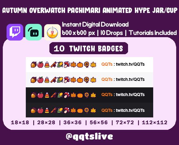 ANIMATED AUTUMN HALLOWEEN Twitch Hype Jar - Stream Tip Cup + Sub Badges / 2 Layers - 5 Skin/Outfit Options - 10 Bit Options + Set Up Tutorial product image (3)