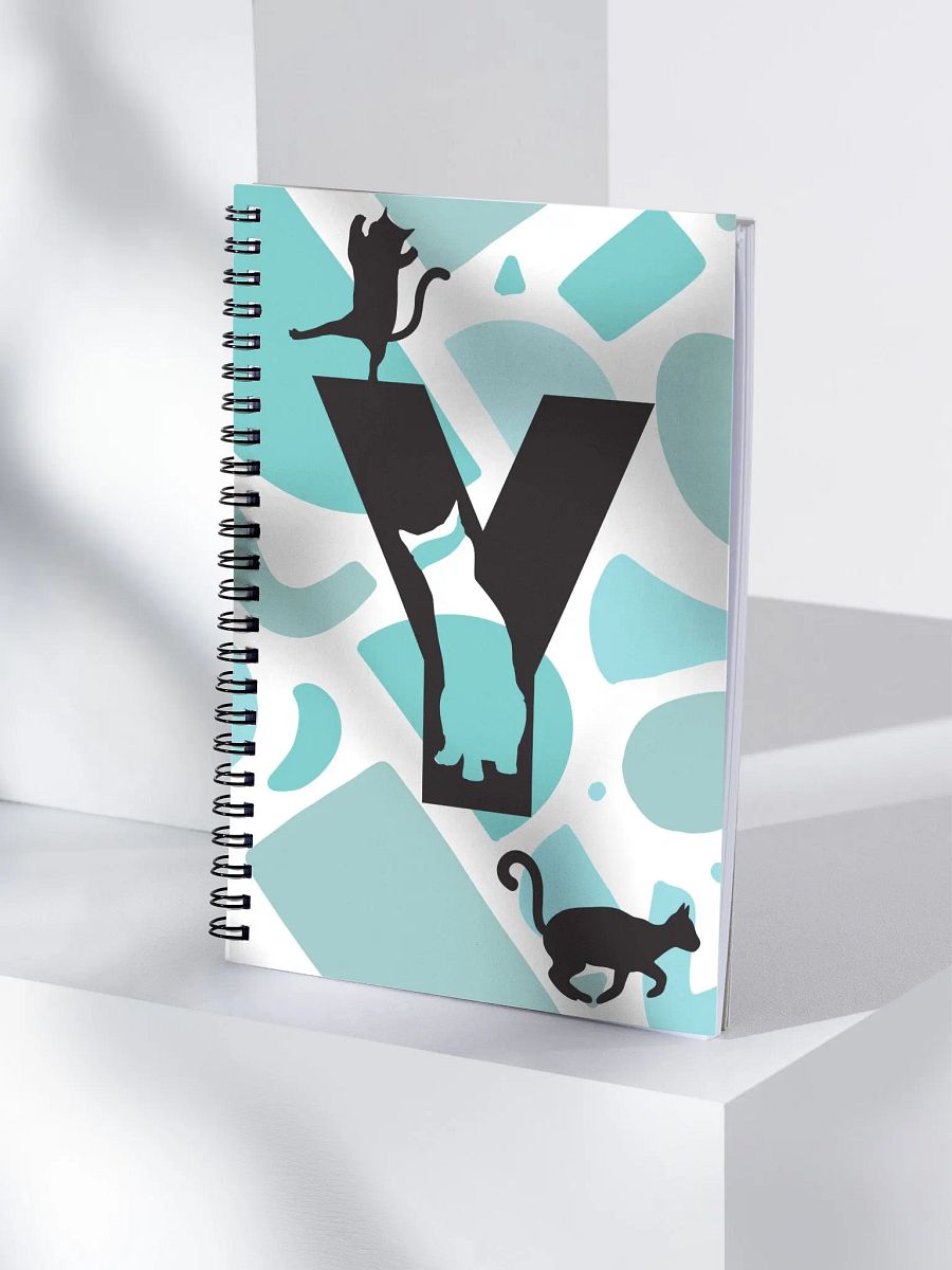 Monogram Letter Y Cat Lover Geometric Blues Notebook product image (4)