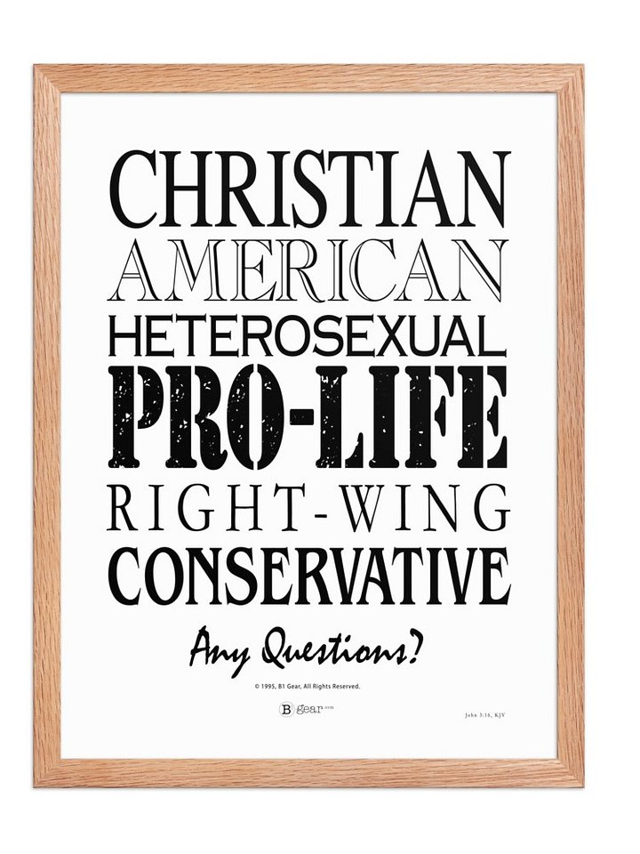 Patriotic Conservative Christian, Pro Life Right Wing Framed poster, Heterosexual American Pride Poster, Political Graphic Poster Print product image (1)
