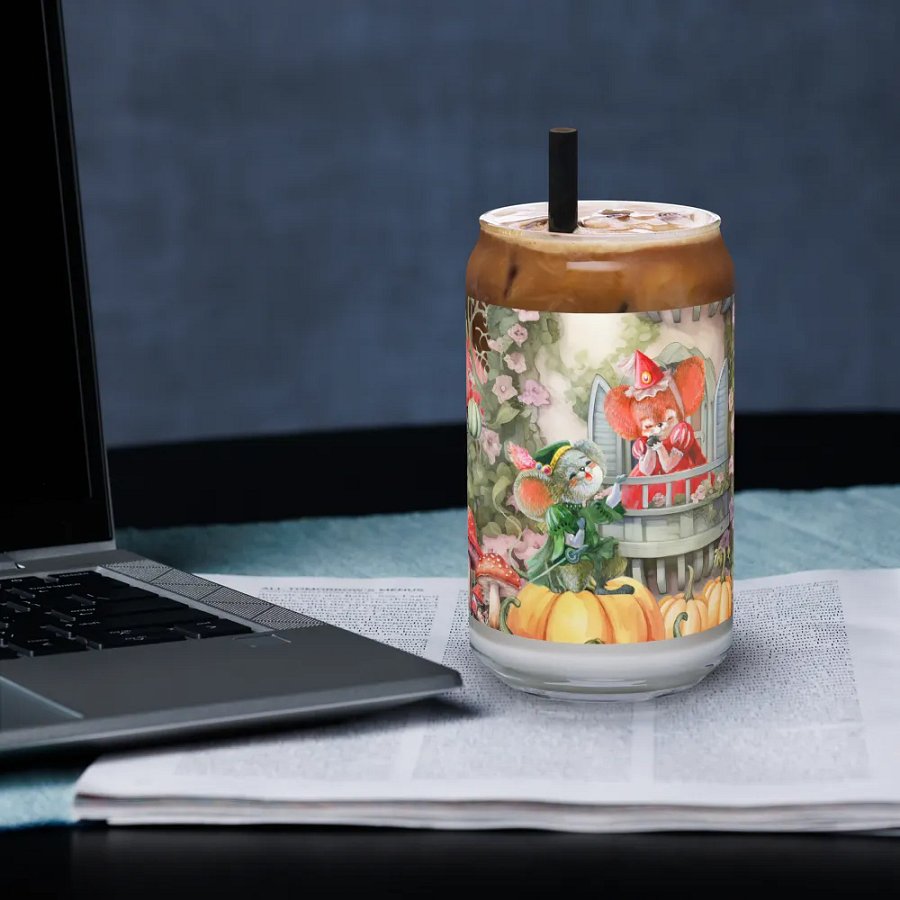 Four Seasons of Love: Autumn Serenade Can-Shaped Glass | Fall Romance Drinkware product image (3)