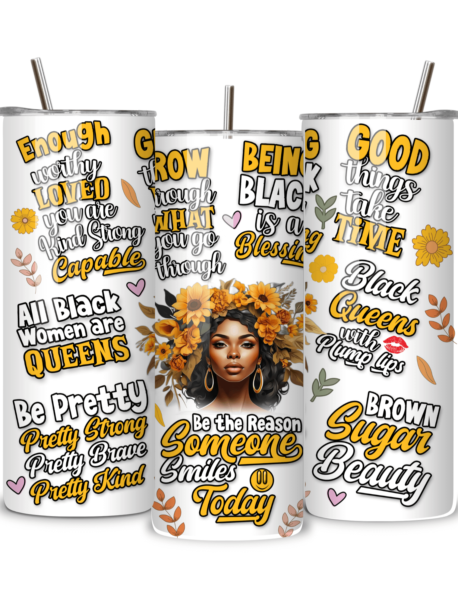 New ProductInspirational Quote Skinny Tumbler, 20oz, Black, Double-Walled Stainless Steel, Gift for Women product image (2)