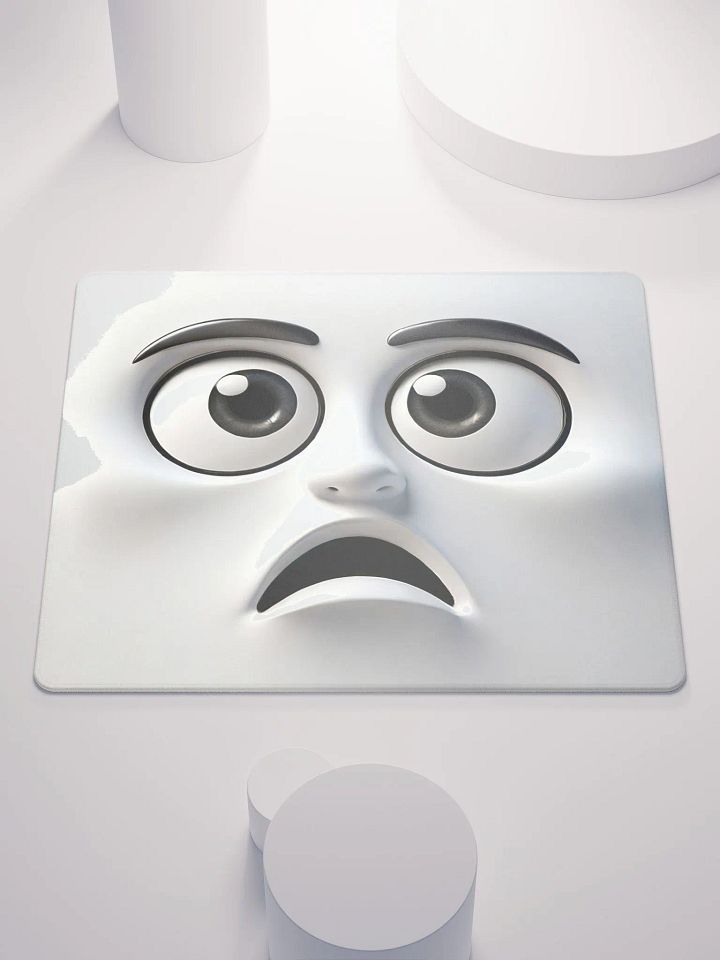 Whimsical Surprise Face Premium Mouse Pad: Infuse Your Workspace with Fun! product image (1)