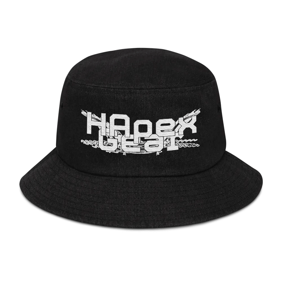 Denim Bucket Hat - Embroidered - White HApex Gear Black Logo product image (6)