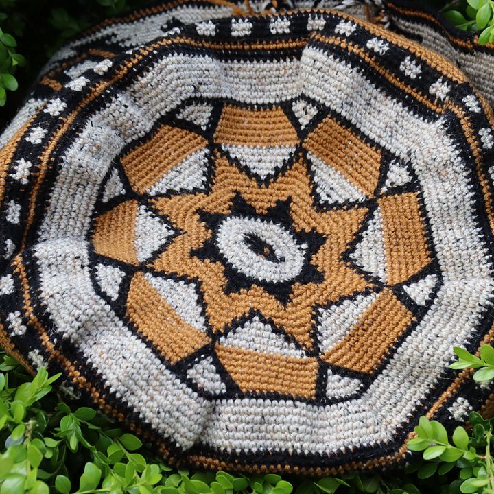 Oversized Tapestry Crochet Basket Bag - Handmade and One of a Kind product image (2)