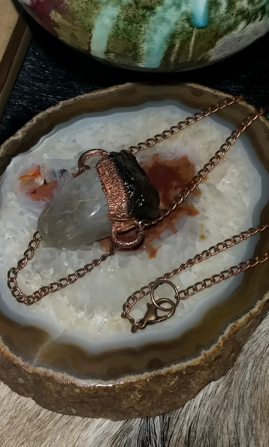 Rutile Quartz & Baltic Amber Amulet product image (3)