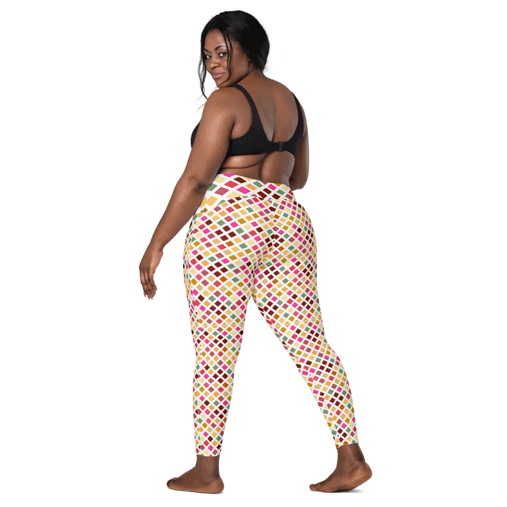 Colorful Square Pattern Design Leggings with Pocket - v4 product image (2)