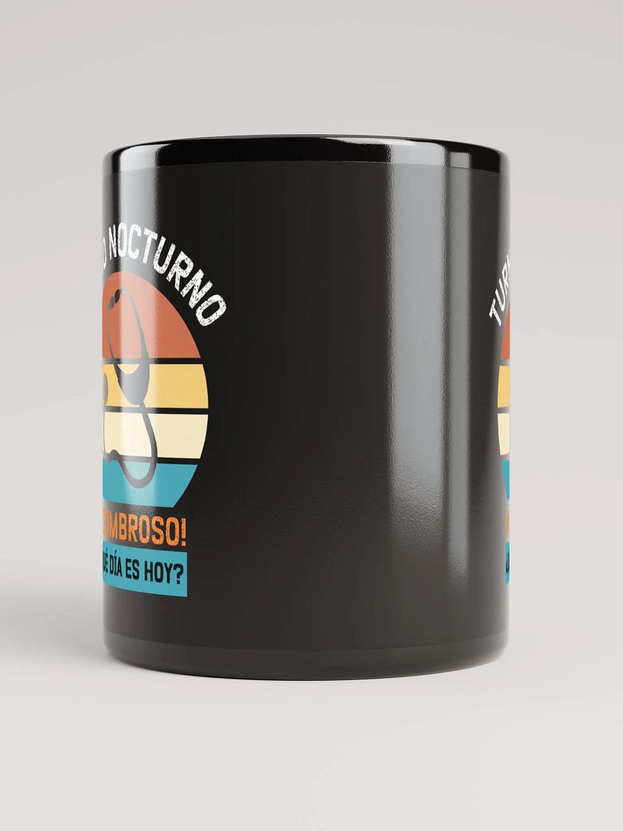 "Turno nocturno-general" mug negro brillante product image (5)