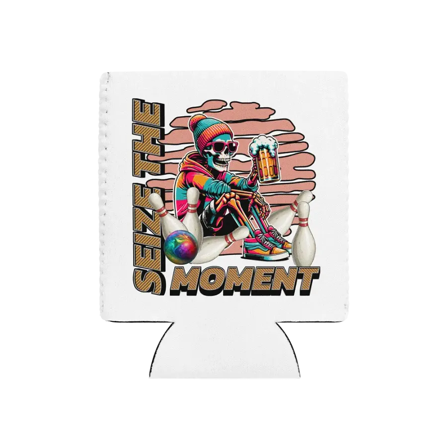 Seize The Moment Skeleton Beer Bowling Chill Out Can Cooler product image (1)