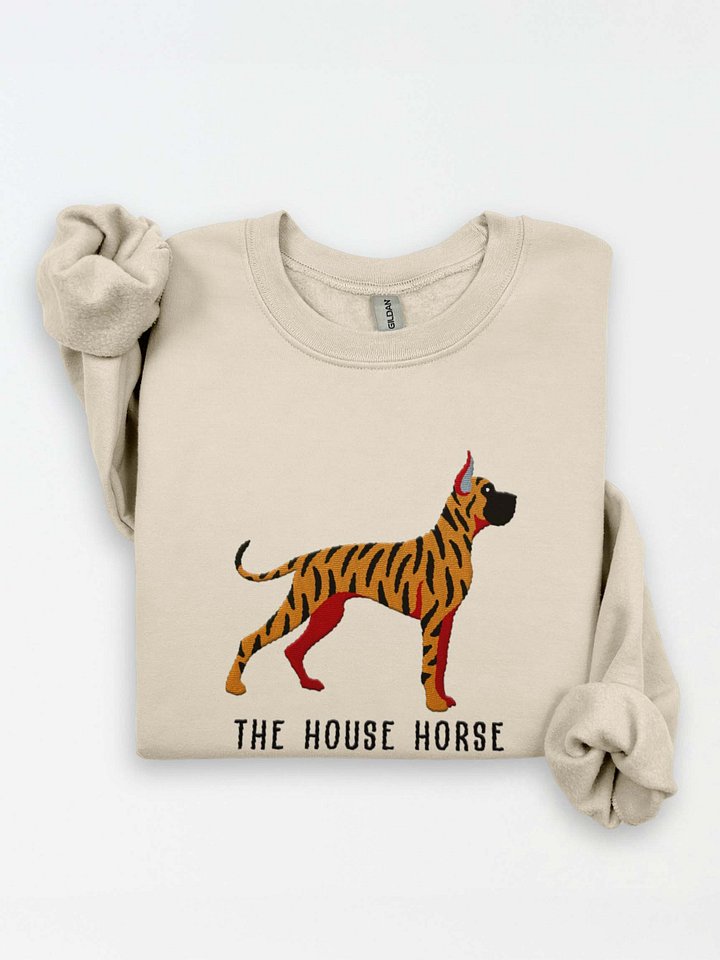 The House Horse Sweatshirt (Embroidered) of a Great Dane(Brindle, Cropped Ears) product image (1)