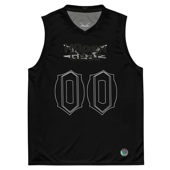French - Black - Recycled Unisex Basketball Jersey - Black HApex Gear Black Logo product image (2)