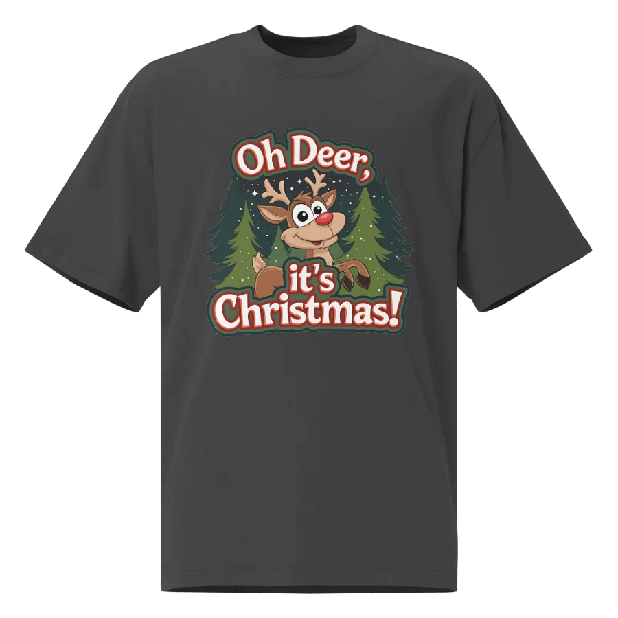 Cheerful Reindeer Christmas Oversized Tee product image (1)