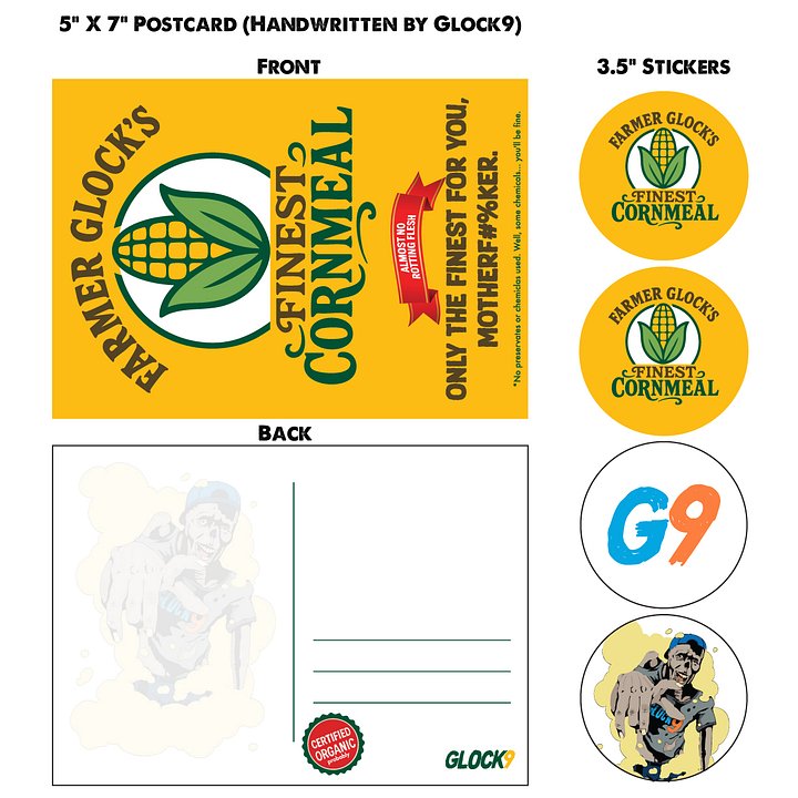 Handwritten Farmer Glock Postcard and Stickers product image (1)