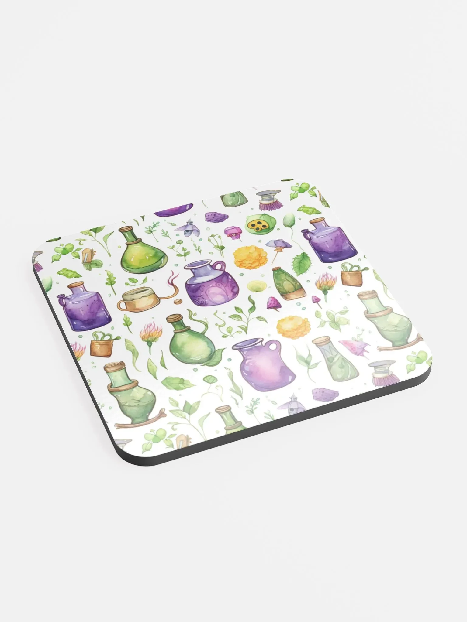 Glossed Cork Coaster 🟩 🔶 🟪 Fascinating Watercolor Pattern - Motif 1 product image (2)