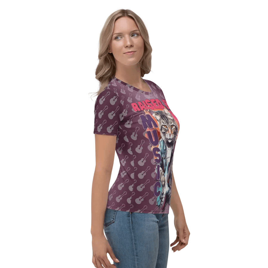 Raised by Music Cat Guitar All Over Print T-shirt product image (5)