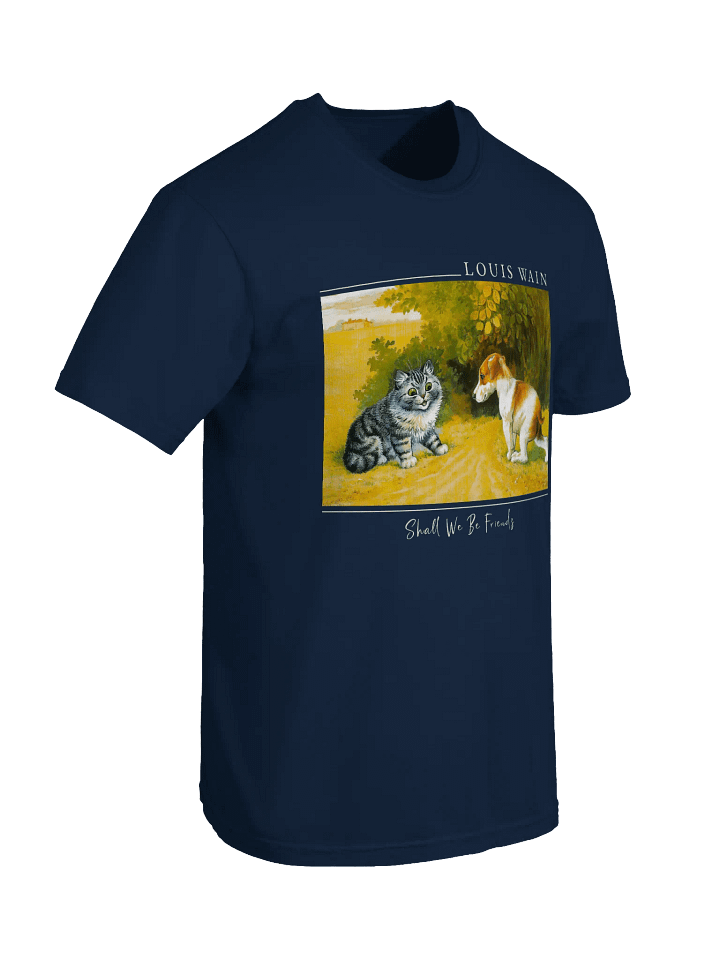 Louis Wain “Shall We Be Friends” Vintage Cat and Dog - Relaxed Fit Heavyweight Unisex Cotton T-Shirt product image (2)