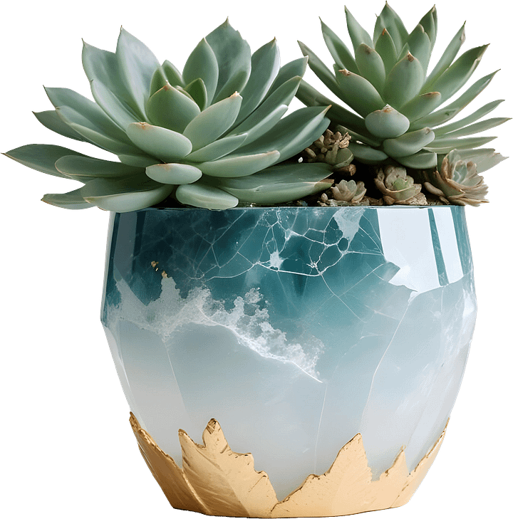 Aqua Serenity – Pot with Succulent PNG product image (1)