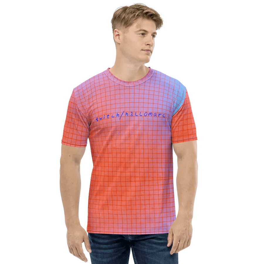 twitch/h3llomarc red/blueish squared Crew Neck T-Shirt product image (5)