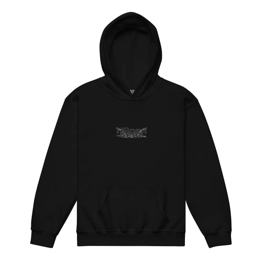 Youth Heavy Blend Hoodie - Embroidered - Black HApex Gear White Logo product image (8)