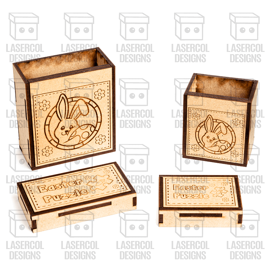 Easter Bunny Puzzle With Box Set 1 (2 Sizes) - Laser Cut Files product image (5)