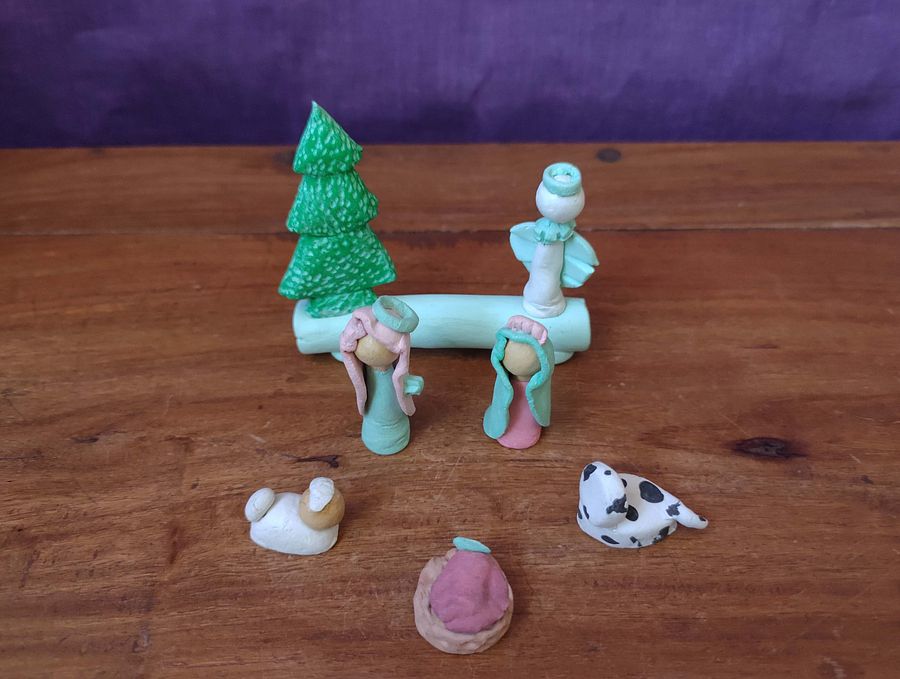 Presépio miniatura 6 peças, peça de autor, feito e pintado à mão, presente product image (6)