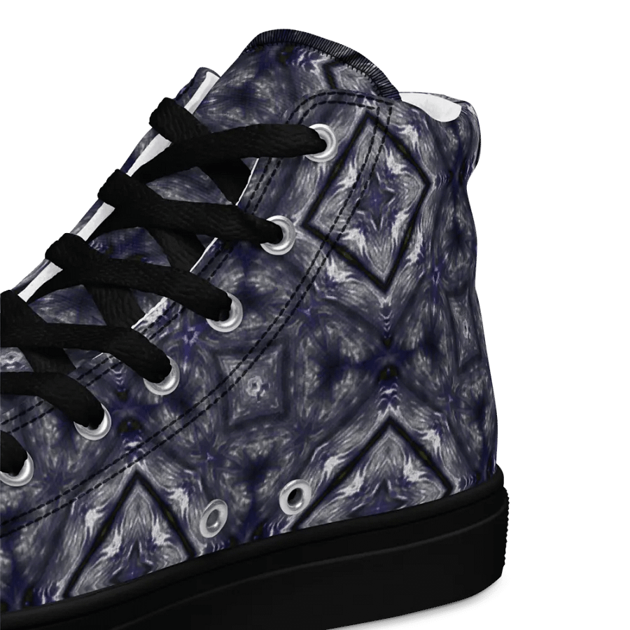 Abstract Dark Monochrome Diamond Men's Black Toe Canvas Shoe High Tops product image (12)