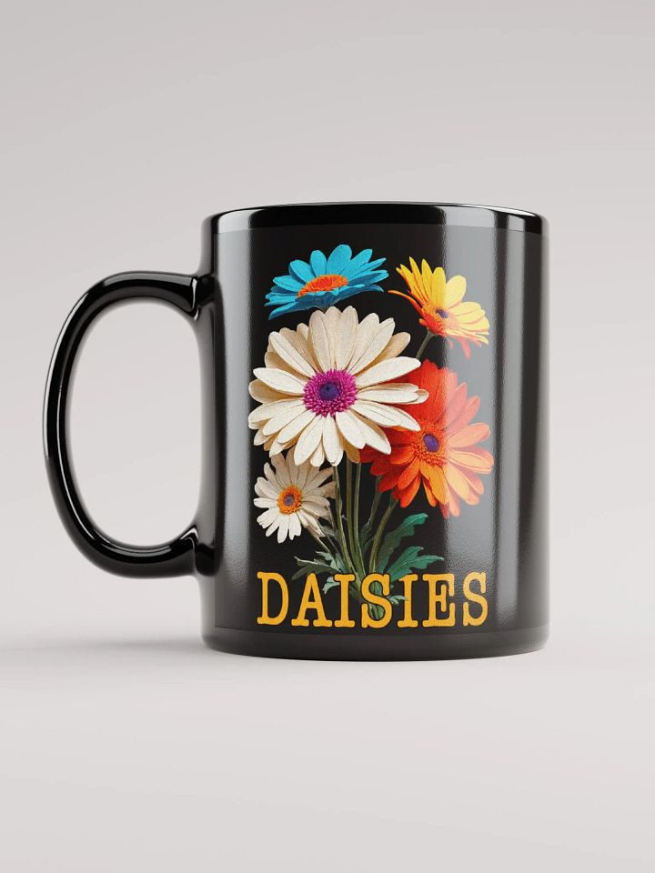 Floral Graphic | Black Coffee Mug | Daisies product image (1)