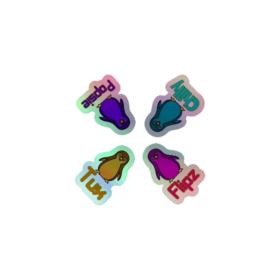 Popsie, Chilly, Tux & Flipz - Penguins of Starfall - rainbow sticker product image (1)