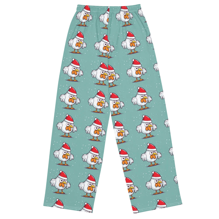 Santa Chickens All-Over Print Wide-Leg Pants product image (2)
