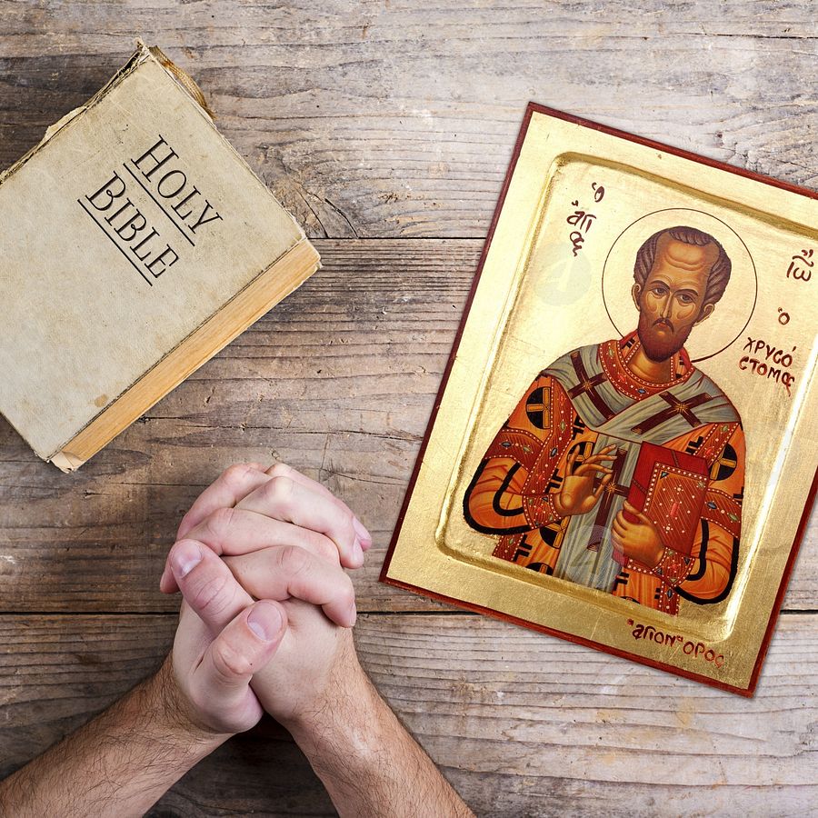St John Chrysostom Icon,  Greek Handmade Church Icon, Christian Byzantine Art product image (4)