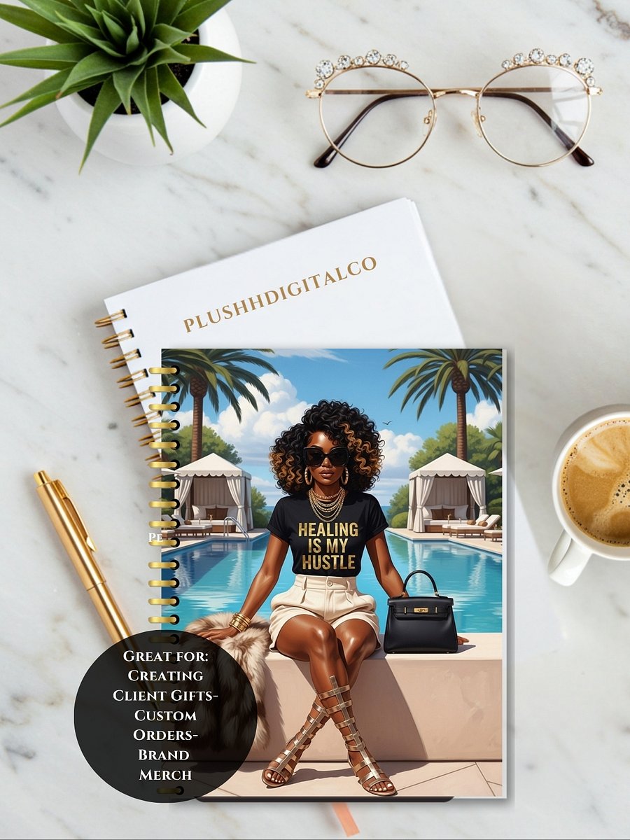 Healing Is My Hustle Luxe Journal Covers2 – 8.5x11 JPG & PDF – Lined & Unlined Pages – Commercial Use product image (3)