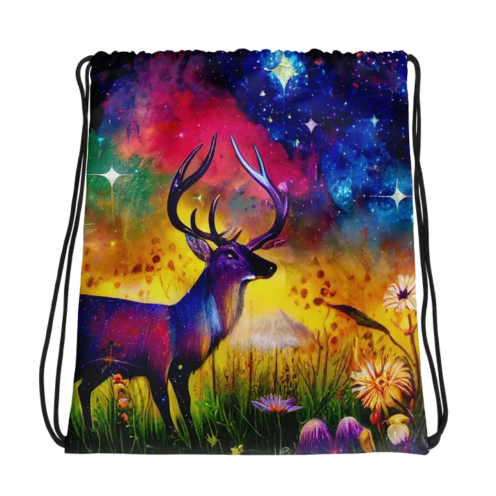 Cosmic Deer All-Over Drawstring Bag product image (1)