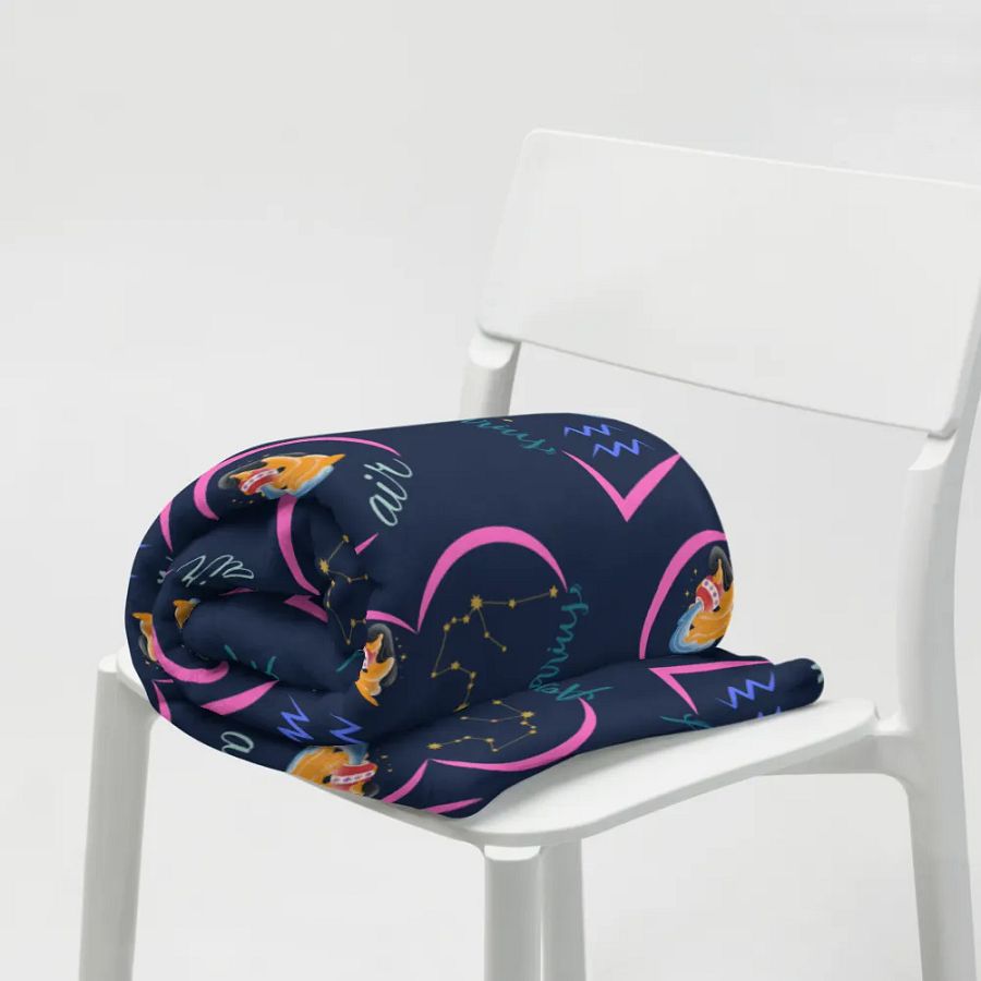 Zodiac Astrology Sun Sign Aquarius, Great Valentines Gift, Get Well, Off to School or Under the Stars Solar System Blanket product image (7)