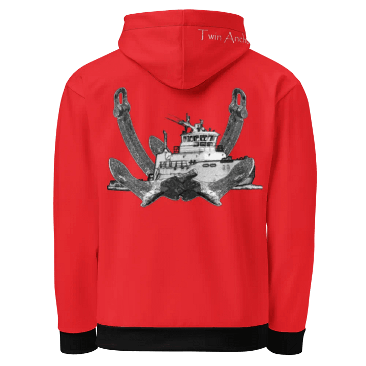 Red Twin Anchor Titan tug Hoodie product image (1)