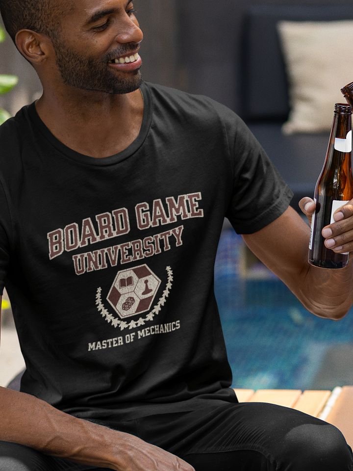 Board Game University Shirt, College T-shirt for Board Gamers, Master of Mechanics on Black product image (1)