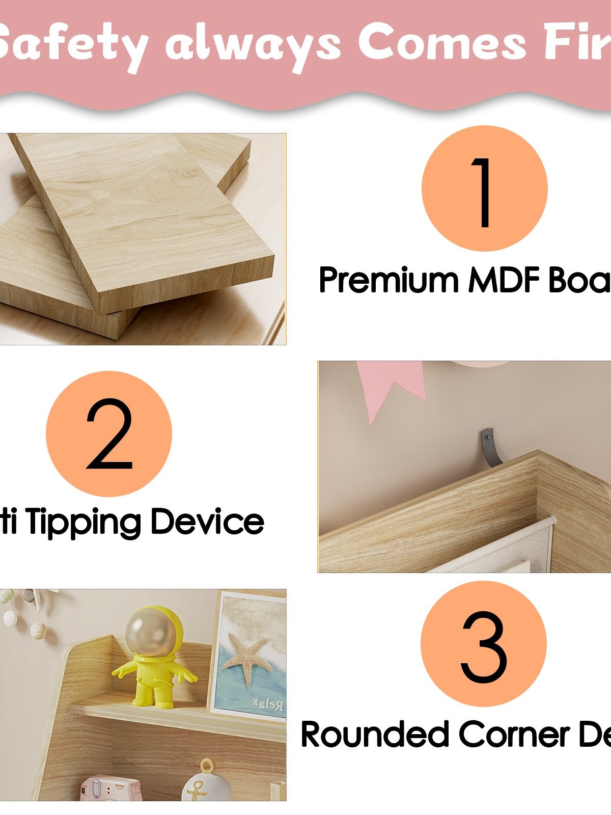 4-Tier Kids Bookshelf and Toy Storage, Book Shelf for Kids Rooms, Wooden bookcase for Toddler Children Baby in Nursery Playroom Living Room - Idea Gifts for Boys and Girls (Oak) product image (5)