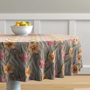 Seamless Pattern - Painted Flowers in Shades of Yellow and Pink on a Textured Khaki Background product image (7)