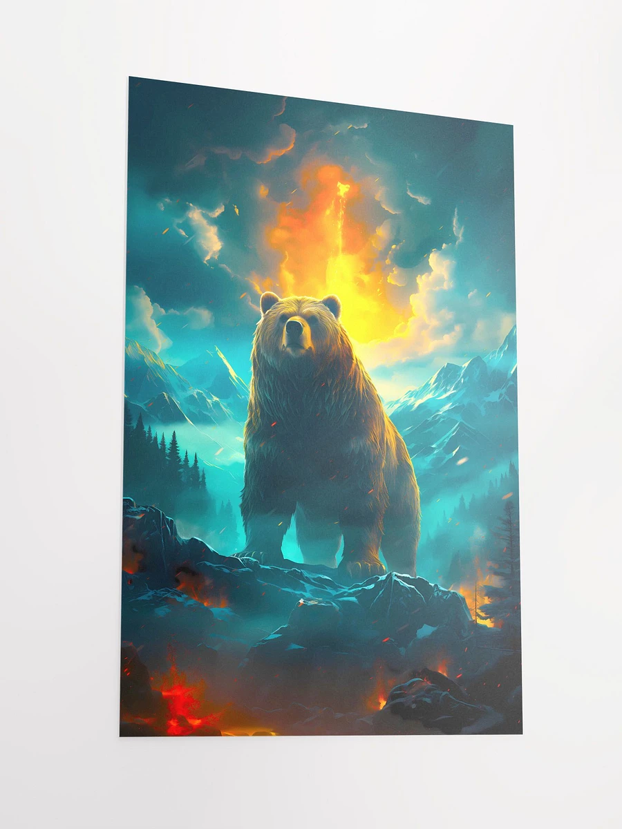 Majestic Bear Amidst a Volcanic Eruption Dramatic Fiery Nature Scene Matte Poster product image (4)