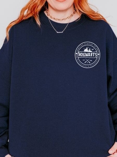 Hogwarts School Badge Cozy Minimalist Fall Sweatshirt product image (13)